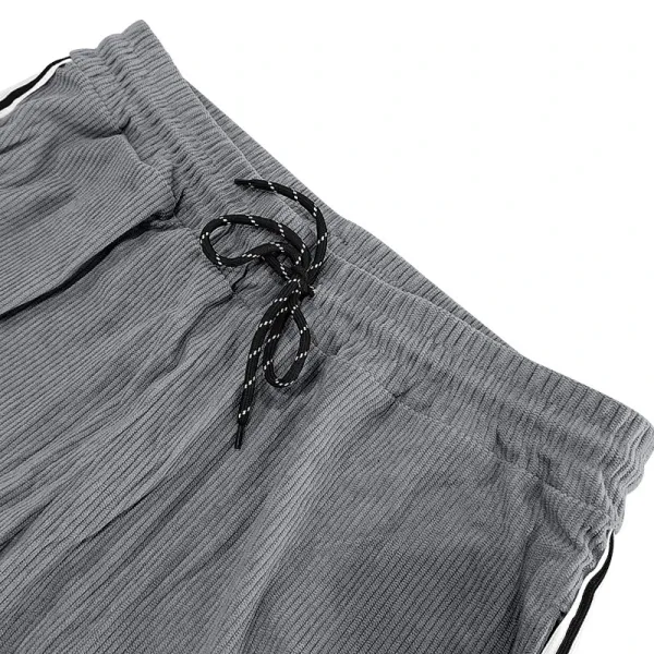 Design Corduroy Track Pants Black with White Stripes Sweatpants - 44