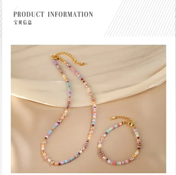 Design Multicolor Pearl and Ceramic Bead Bracelet with Gold-Tone Clasp Jewelry - 2