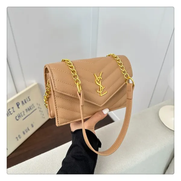Saint Laurent Loulou Mini Chain Bag Beige Quilted Shoulder Bag - 1