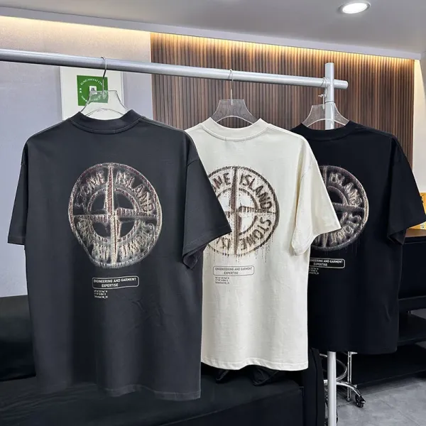 Stone Island Compass Logo Oversized T-Shirt Black / Off-White / Black - 1