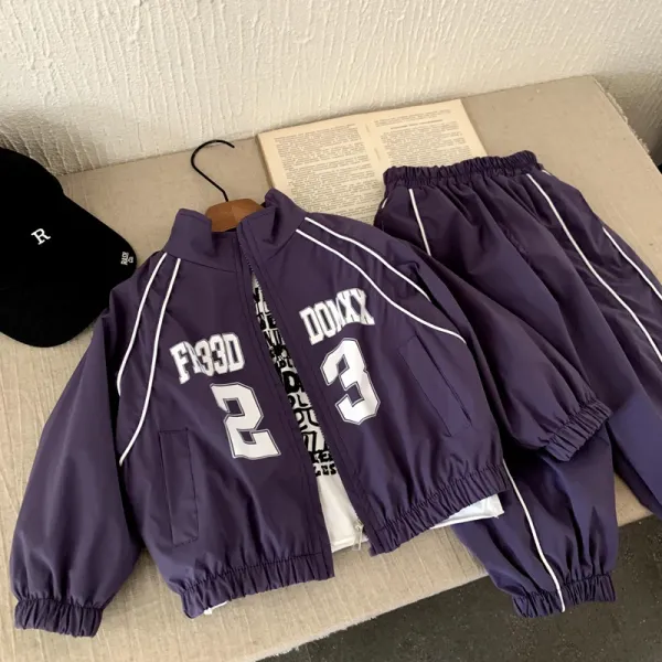 Design Track Jacket and Pants Set Purple with White Stripes Tracksuit - 9