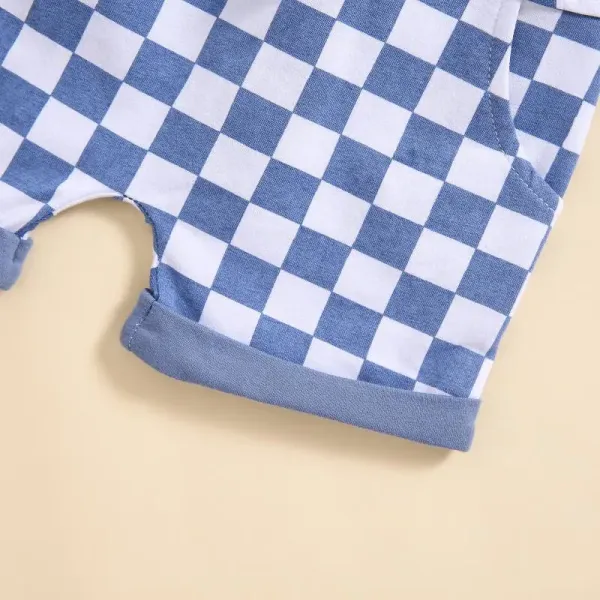 Design Little Dude Green Graphic T-Shirt and Checkerboard Shorts Set - 12