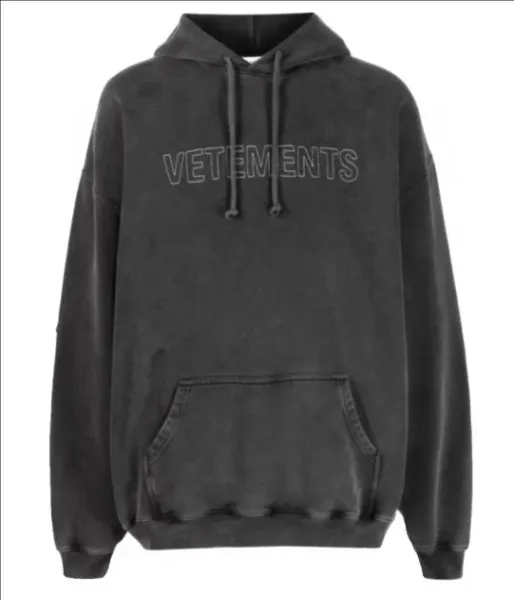 Vetements Outline Logo Washed Black Hoodie - 1