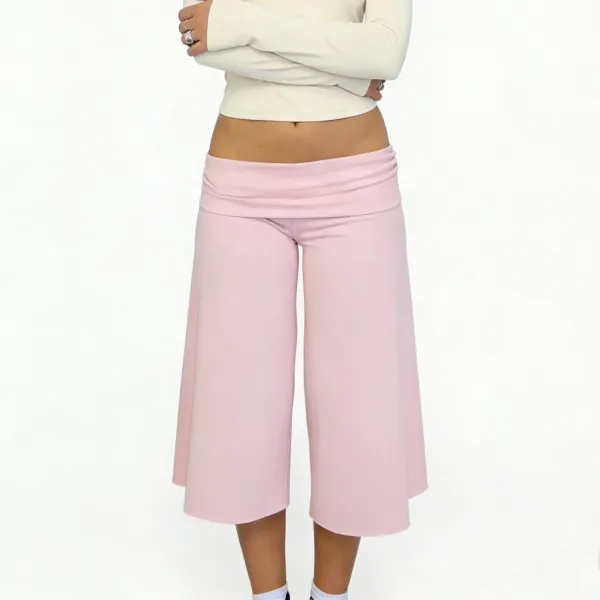 Design Wide-Leg Cropped Pants Pink - 11