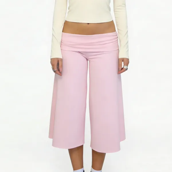 Design Wide-Leg Cropped Pants Pink - 13