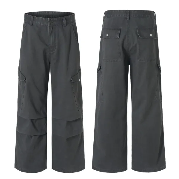 Design Wide-Leg Cargo Pants Distressed Olive Brown - 40