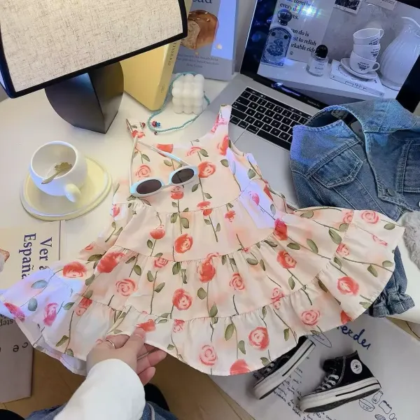 Design Floral Tiered Ruffle Dress Multicolor Kids Dress - 11