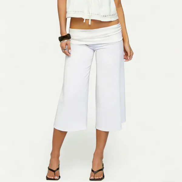 Design Wide-Leg Cropped Pants Pink - 22