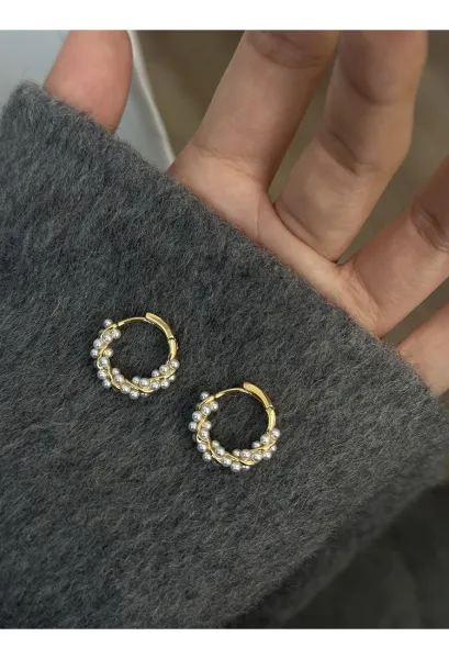 Design Pearl-Adorned Hoop Earrings Silver Jewelry - 9