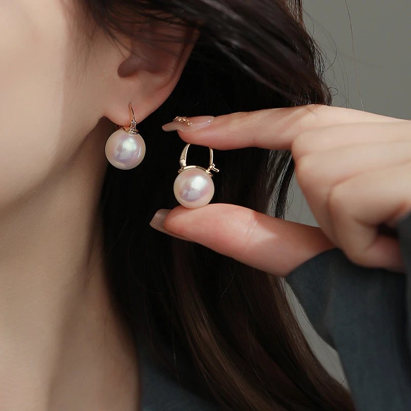 Akoya Pearl 14mm Gold-Plated Hoop Earrings