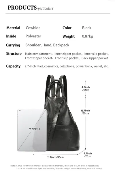Design Leather Drawstring Backpack Black - 4