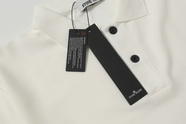 Stone Island Logo Patch Polo White Polo Shirt - 2