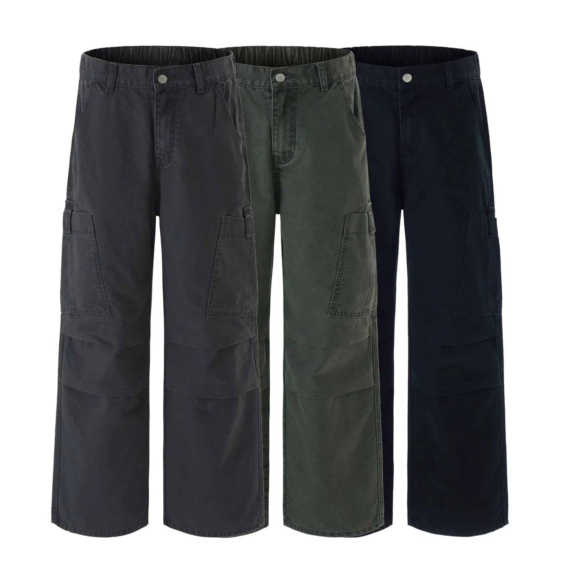 Design Wide-Leg Cargo Pants Distressed Olive Brown - 22