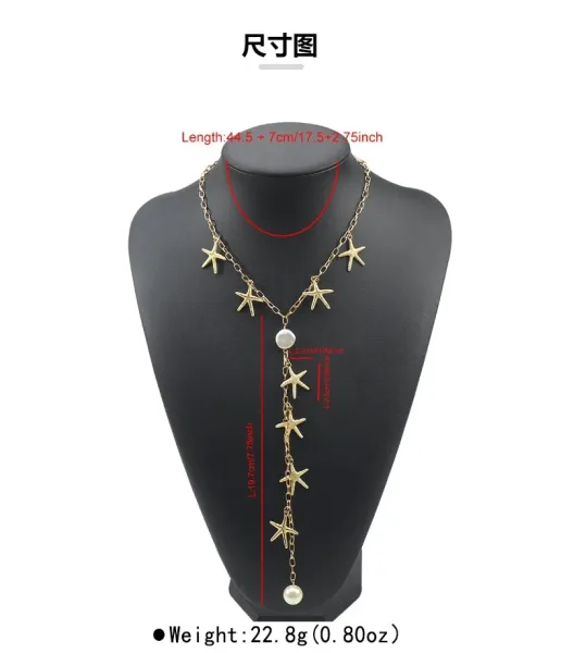 Design Seashell & Pearl Lariat Necklace Gold-Tone Jewelry - 5