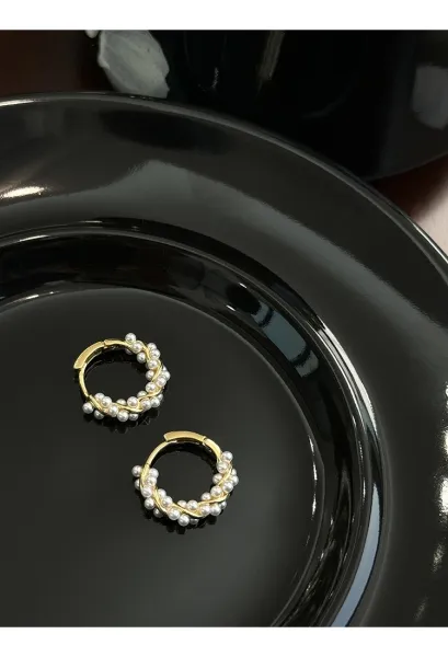 Design Pearl-Adorned Hoop Earrings Silver Jewelry - 10