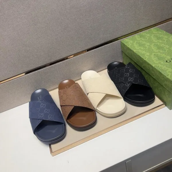 Gucci GG Marmont Slide Sandals Brown Suede Slippers - 2