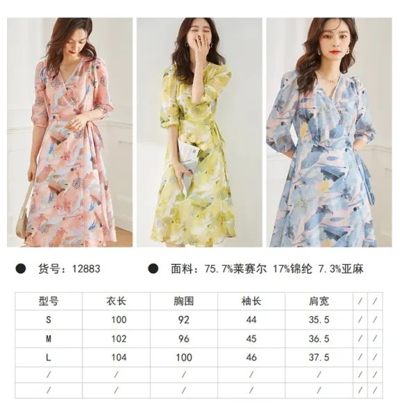 Design Wrap Dress with Floral Print in Blue Multicolor - 13