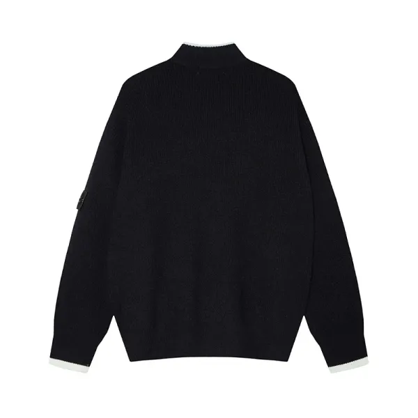 Stone Island Knit Cardigan Black with White Trim Outerwear.cardigan - 3