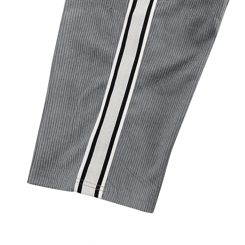 Design Corduroy Track Pants Black with White Stripes Sweatpants - 45