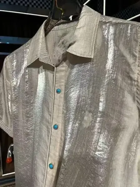 Design Short-Sleeve Linen-Blend Shirt Beige Tops.shirt - 4