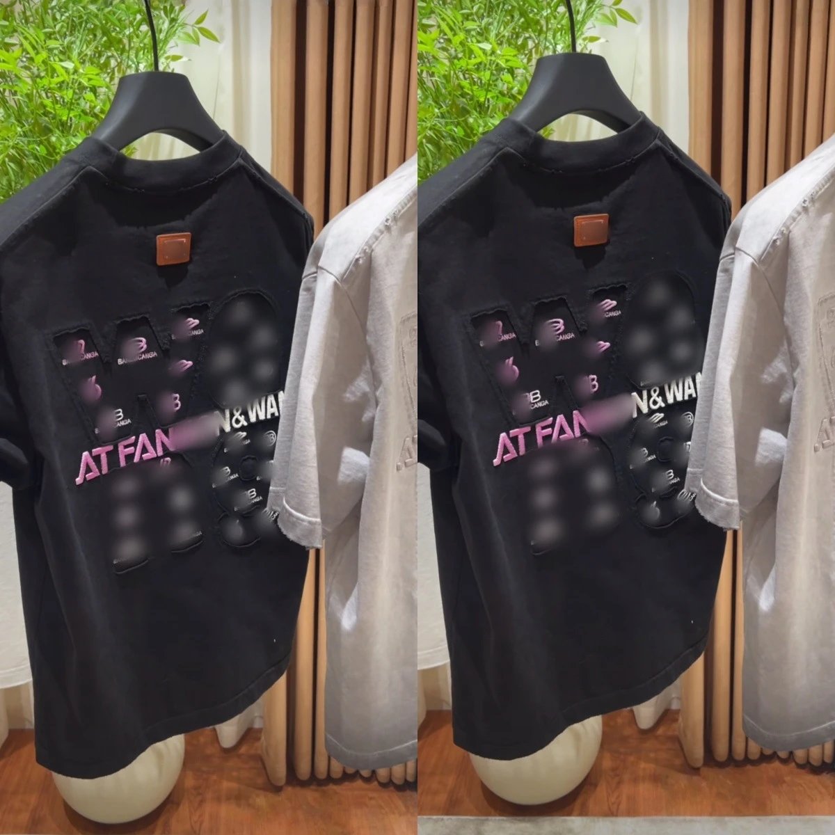 Balenciaga x Alexander Wang AT FAN Distressed Graphic T-Shirt Black