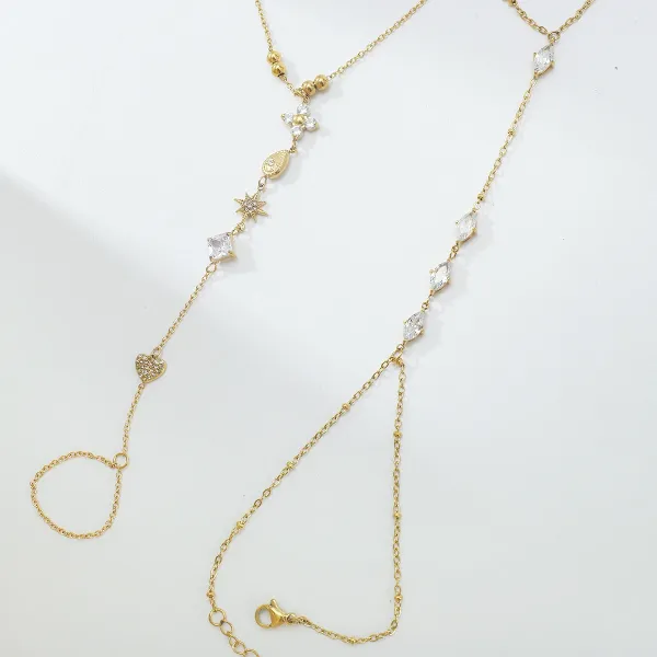 Design Lariat Necklace with Crystal Charms Gold Jewelry - 15