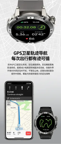 Design GPS Smartwatch Black with AMOLED Display Smartwatches - 5
