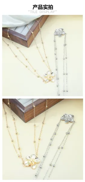 Design Silver Flower Charm Chain Waist Belt Jewelry - 10