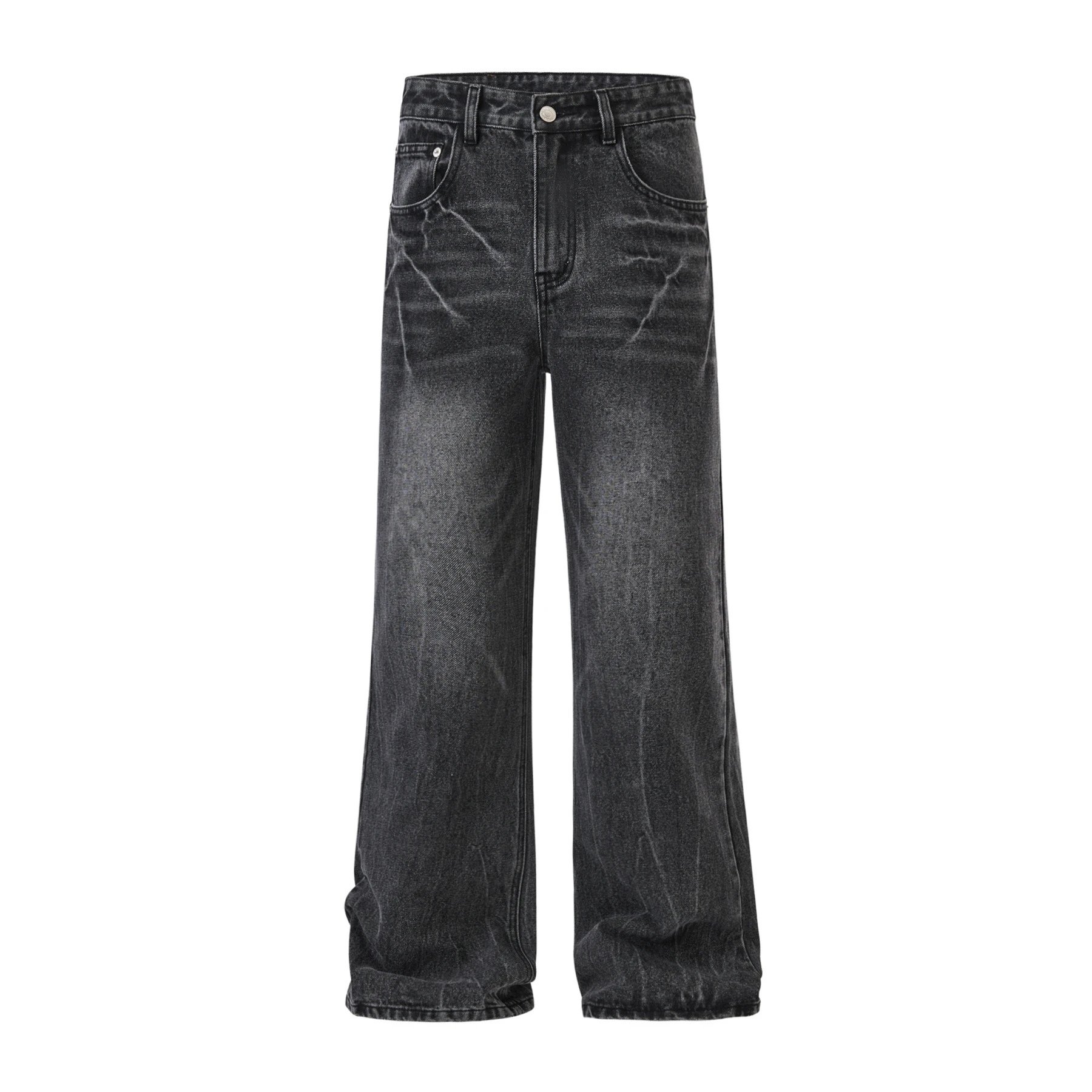 Design Wide-Leg Straight-Cut Black Pants - 26