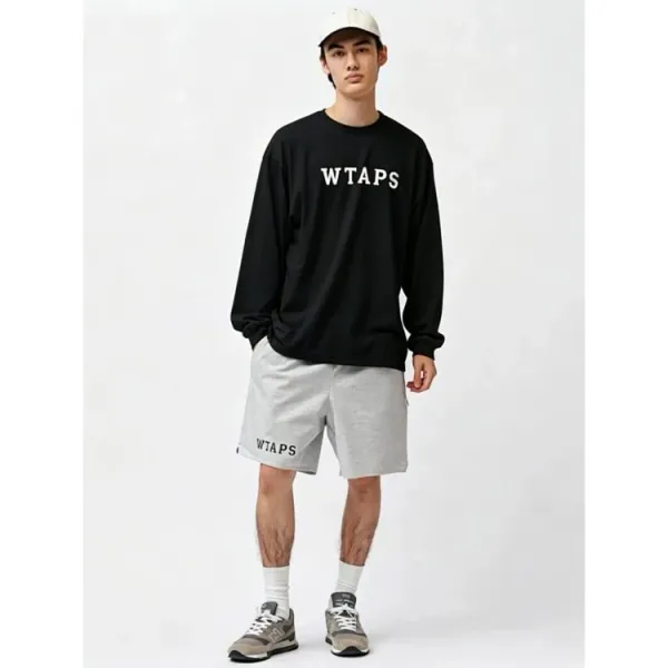 Design WTAPS Logo Long Sleeve Tee Black / White T-Shirts - 5