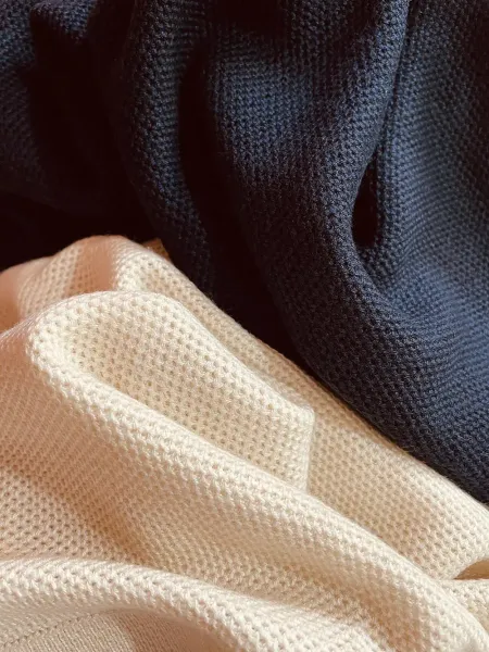 Design Knit Sweater in Cream with Textured Waffle Stitch - 32