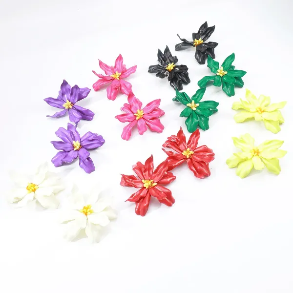 Design Floral Statement Earrings Red Jewelry - 12