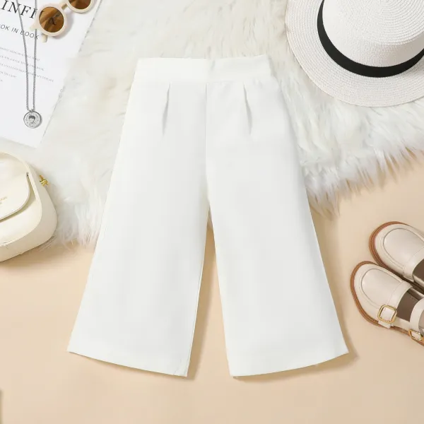 Design Two-Tone Button-Trim Top and Wide-Leg Pants Set White / Black - 11