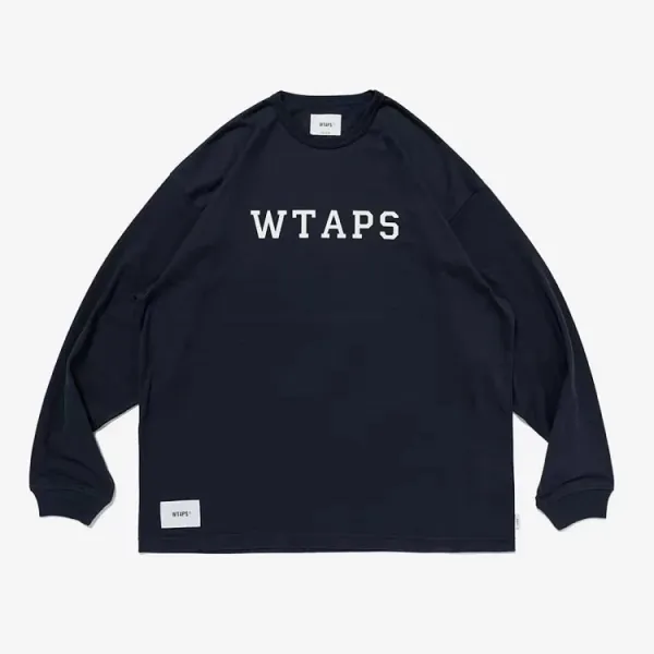 Design WTAPS Logo Long Sleeve Tee Black / White T-Shirts - 12