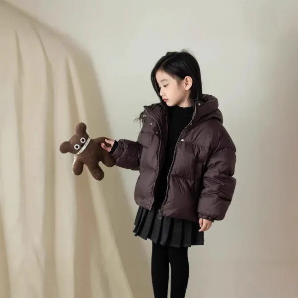 Design Puffer Jacket Black with Faux Fur Earmuffs + Polka Dot Corduroy Pants Cream Kids Outerwear Set - 4