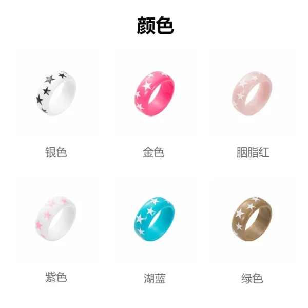 Design Star Motif Ceramic Ring White Jewelry - 9