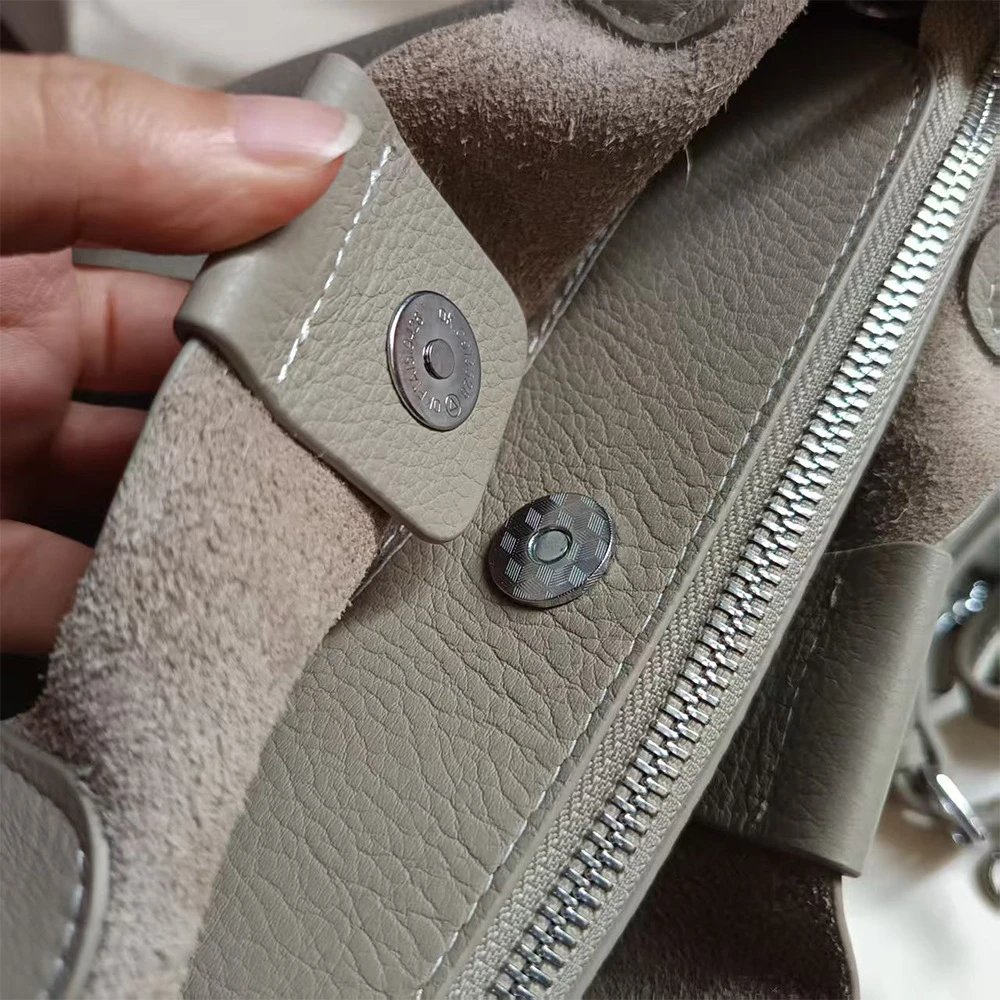 Leather Mini Tote Bag Gray Structured Handbag