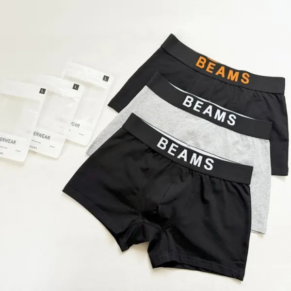 Design BEAMS Boxer Briefs Black / Gray / Black Orange Waistband Underwear - 6