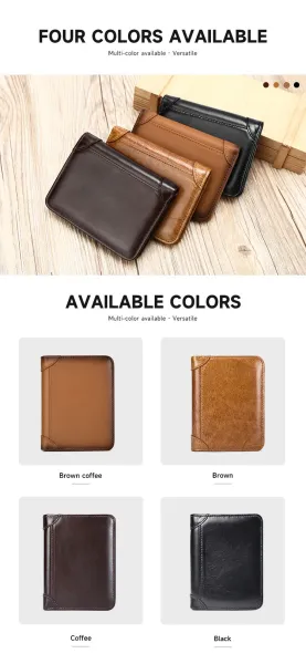 Design Classic Bifold Wallet Brown Leather Short Wallet - 6