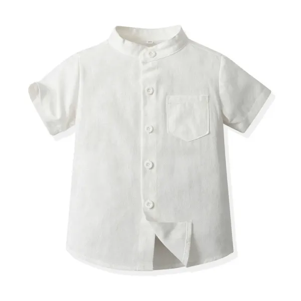 Design Mandarin Collar Short-Sleeve Shirt and Shorts Set Navy - 8