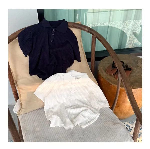 Design MKX Studio Knit Polo Shirt and Wide-Leg Pants Set in Off-White Sets - 9