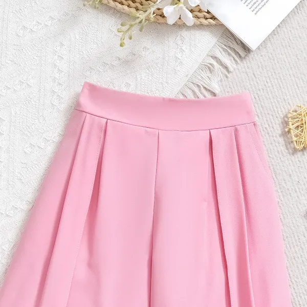 Design Tulle Top and Pleated Wide-Leg Pants Set in Sky Blue - 7