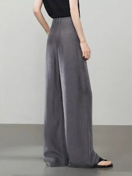 Design Wide-Leg Linen Blend Trousers Beige Pants - 26