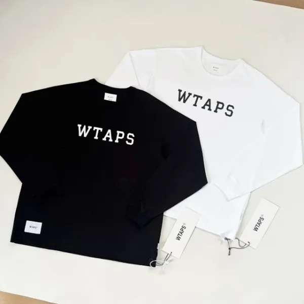 Design WTAPS Logo Long Sleeve Tee Black / White T-Shirts - 15