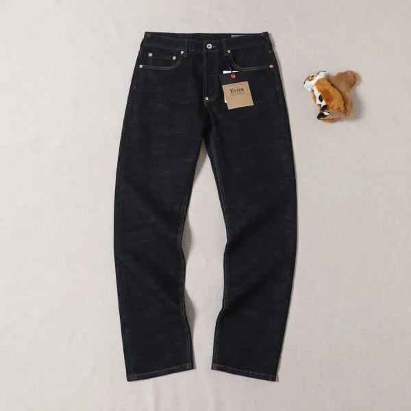 Evisu Fuji Logo Raw Denim Jeans Black - 3