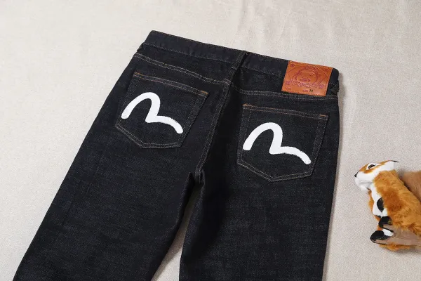 Evisu Fuji Logo Raw Denim Jeans Black - 6