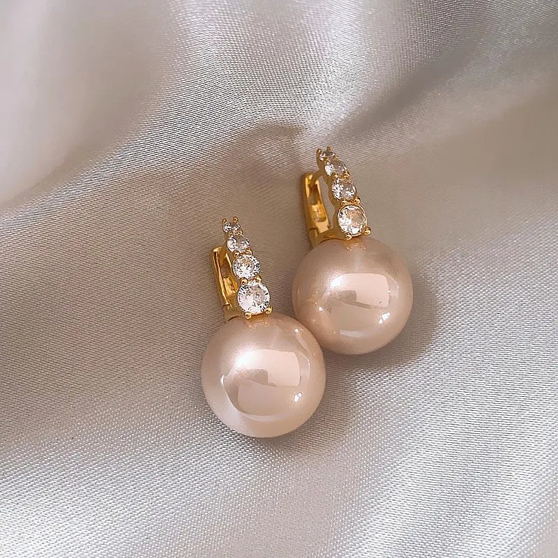 Design Pearl Drop Earrings with Cubic Zirconia in Gold-Tone Setting Jewelry - 6