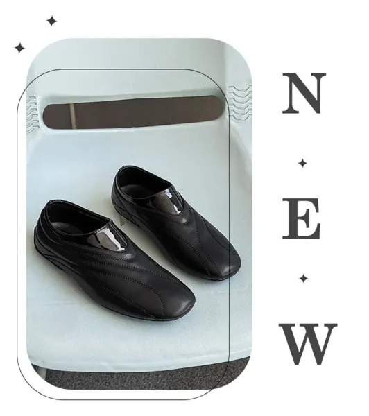 Design Slip-On Leather Loafers Black - 2