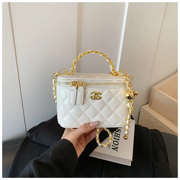 Chanel Mini Vanity Bag White Quilted Leather Handbag - 1
