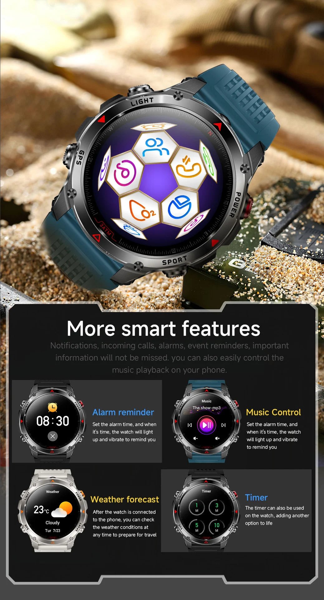 Design Smartwatch Pro Black Orange Sports Watch - 18